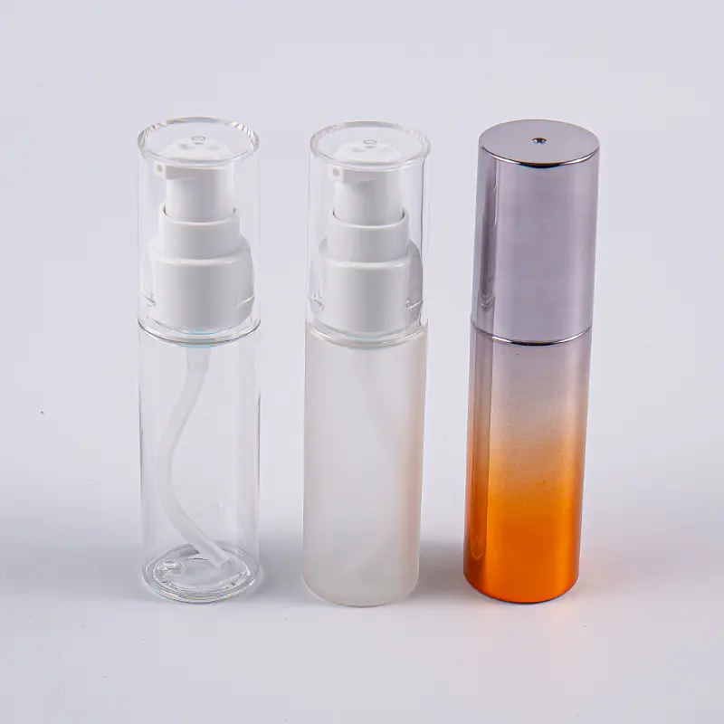 ขวดโลชั่น PETG ทรงกลมสีต่างๆ 30 มล. พร้อมปั๊มใช้เดินทาง