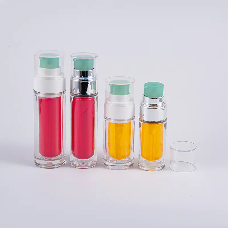 ขวด PETG ใสพร้อมถุงด้านในคอมโพสิตหลายชั้น 30ml ขวดสูญญากาศ 50ml พร้อมปั๊ม